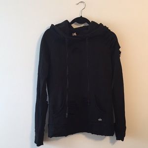 Alo Yoga Black Ripped Hoodie